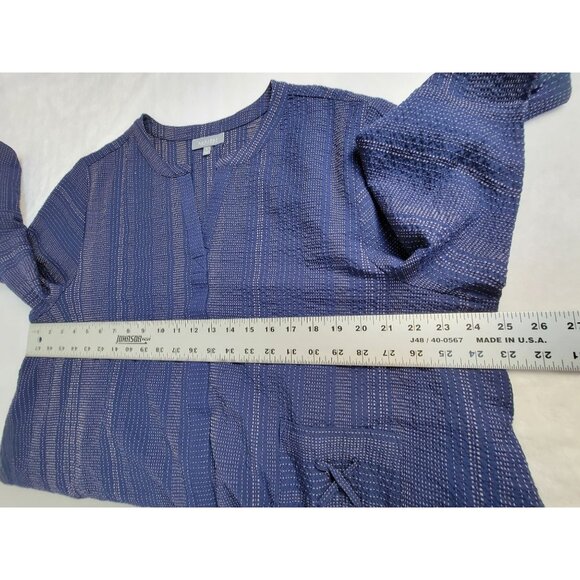 Habitat Womens XL Blue Lace-Up Sleeve Blouse Top Oversized Pocket Lagenlook NWOT - Picture 7 of 10